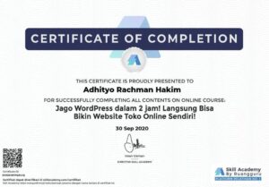 Adhityo Rachman Hakim Mendapat Sertifikat Selesai Materi dari Skill Academy by Ruangguru
