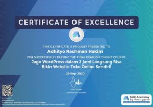 Adhityo Rachman Hakim Mendapat Sertifikat dari Skill Academy by Ruangguru